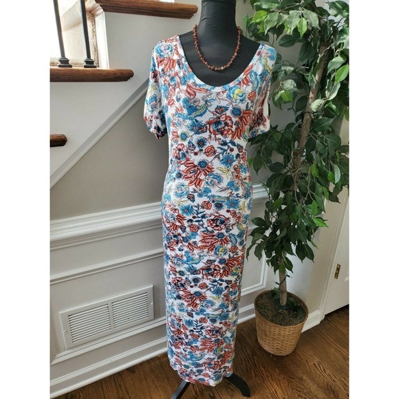 Annabelle Women's Multicolor Rayon Short Sleeve Deep V-Neck Maxi Dress Size S - Picture 12 of 12